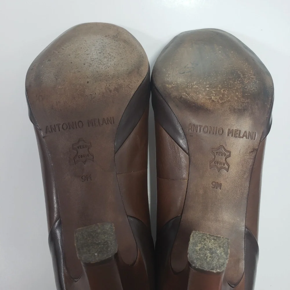 Antonio Melani Leather Peep Toe Heels, Size 9‎